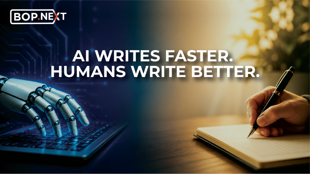AI writes faster. Humans write better.